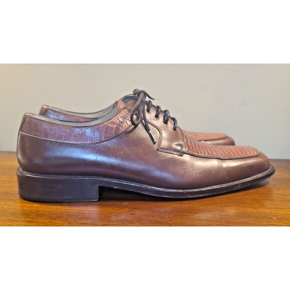 Disenado For Julio Blanco BROWN LIZARD & LEATHER LACE Dress Shoes Size 12 M 7880 main image 5